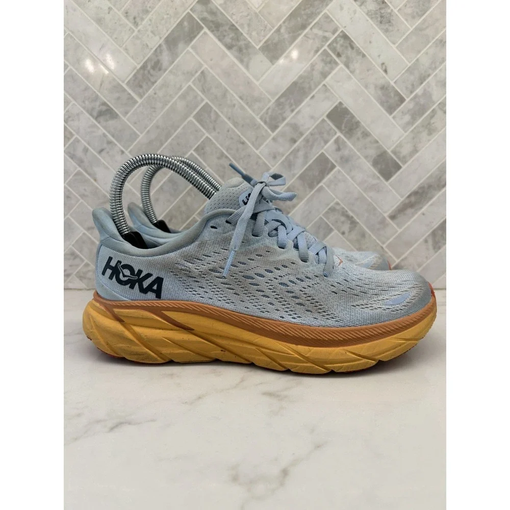 Hoka‎ One One Clifton 8 Running Sneakers Womens 6.5B 6.5 B Summer Song Ice Flow